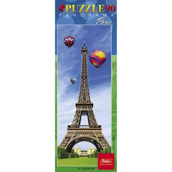 ПАЗЛЫ-ИГРА 90 элементов А4ф 110х290мм Панорама-Эйфелева башня- , 